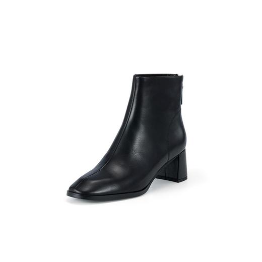 WESTORY2023年冬季新款方头粗高跟靴皮面气质时装靴百搭短靴女S23DS83751 商品图2