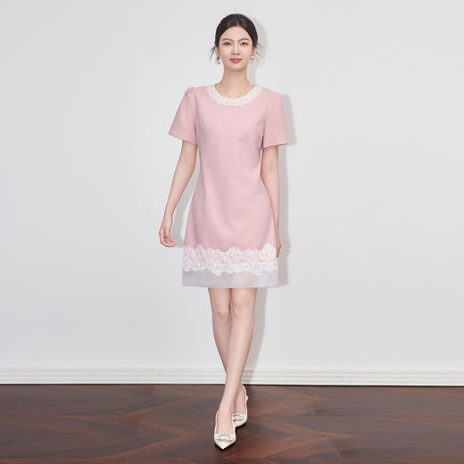 「高货wl」全新升级【铂金会员349/天猫469/差价120】(95609)洛诗琳轻奢法式钉珠连衣裙2025夏季收腰显瘦气质蕾丝裙 商品图0