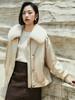 2025 冬季新款米杏色羊羔毛领羽绒服 短款宽松工装风外套 金属扣装饰保暖面包服 商品缩略图0