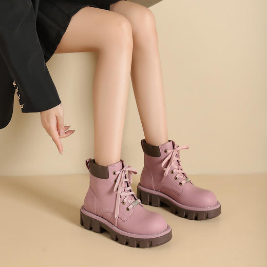 westory学院风马丁小黄靴英伦风复古厚底真皮短筒休闲马丁靴女W24DS83971 商品图7