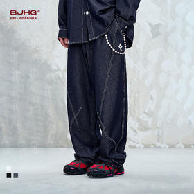 BJHG不计后果仿牛仔工装休闲裤子男款夏季潮牌美式直筒宽松长裤子
