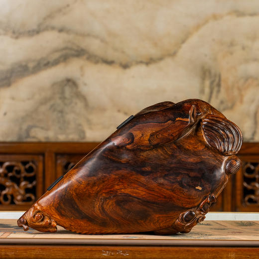 二十世纪	黄花梨雕童子戏蚌摆件 商品图2