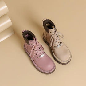 westory学院风马丁小黄靴英伦风复古厚底真皮短筒休闲马丁靴女W24DS83971