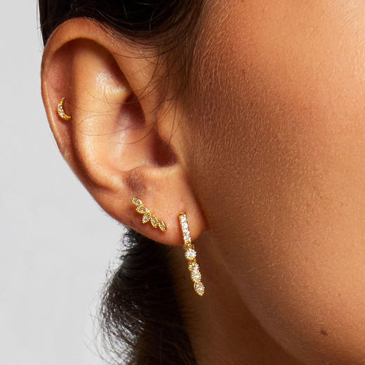 订购8周到｜MYA-BAY-SHINY MOON-月亮 金色 锆石 单只 耳钉［比利时设计师］ 商品图3