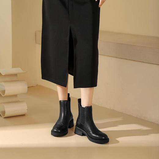 WESTORY2023年冬季新款英伦风休闲靴酷帅百搭切尔西靴时装靴烟筒靴女S23DS83451 商品图3