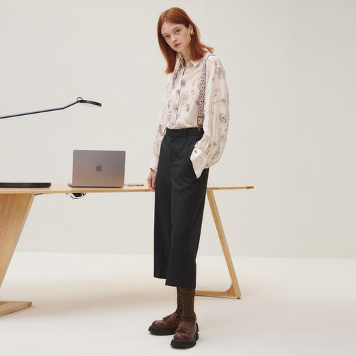 谜底休闲裤女2025秋季新品可拆卸原创印直筒宽松背带裤253MK1089 商品图1