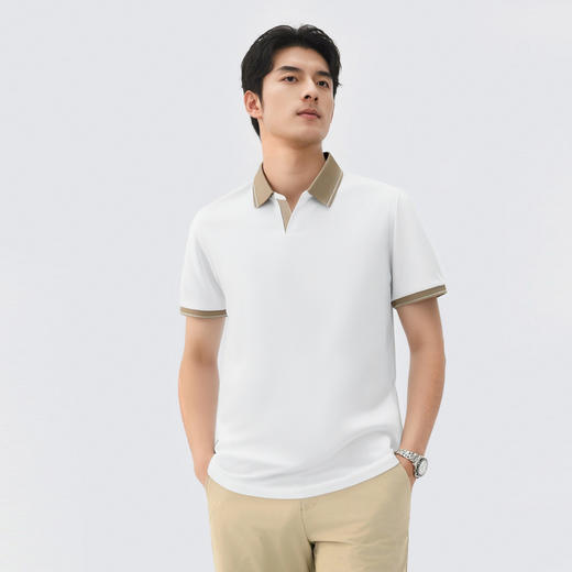【含桑蚕丝&7A抑菌&凉感】圣得西男士短袖POLO衫夏季新款撞色T恤 商品图2