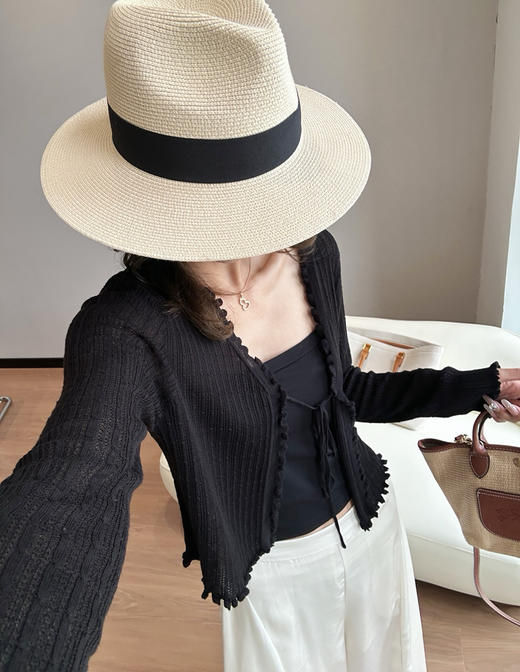 桑蚕丝木耳边针织空调衫开衫061903 商品图2