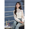 鹿向南「白茶月光」白杏色法式气质甜美波点衬衫女夏拼接防晒上衣L529168 商品缩略图0