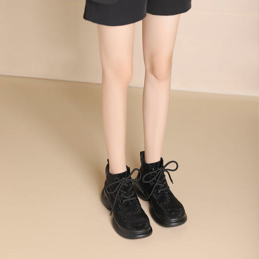 westory2024年秋冬新款优雅风厚底粗跟百搭短靴切尔西S24DS84831 商品图4