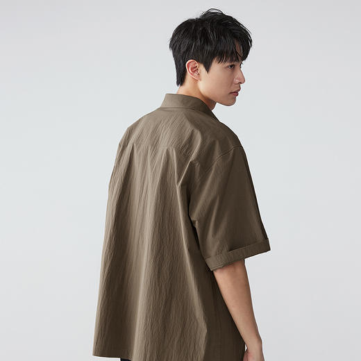 棉仓353804008-宽松肌理棉锦休闲短袖衬衫 商品图2
