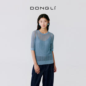 东黎 • 温柔的海风 波光透影 桑蚕丝山羊绒 女士圆领短袖 5208