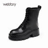 westory2022年新款秋冬英伦风厚底粗跟圆头绑带马丁靴女81951 商品缩略图0