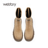 westory真皮厚底瘦瘦靴22年秋冬新款短筒圆头百搭增高靴W22DS82041 商品缩略图3