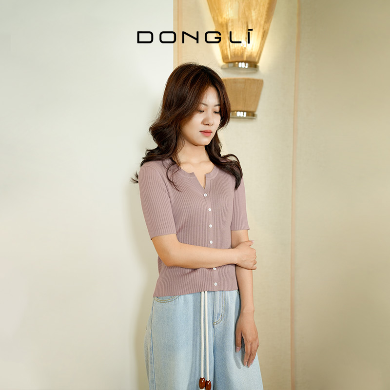 东黎 • 温柔的海风 桑蚕丝山羊绒 夏季女士精纺套衫 5303