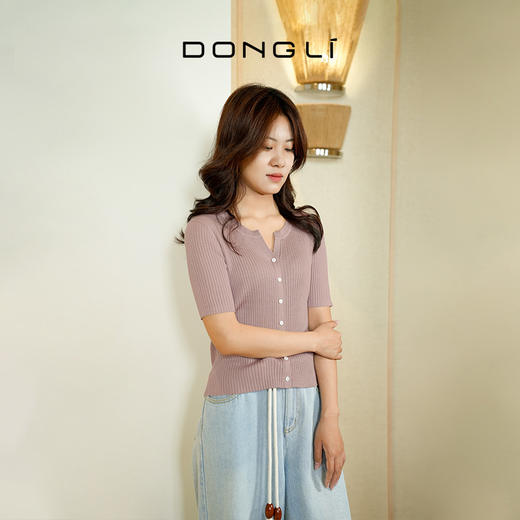 东黎 • 温柔的海风 桑蚕丝山羊绒 夏季女士精纺套衫 5303 商品图0