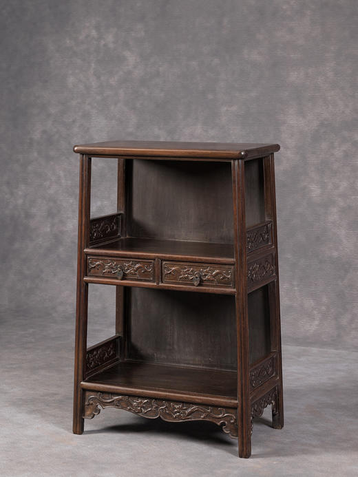 清	紫檀螭龙纹双层带屉架格 商品图1