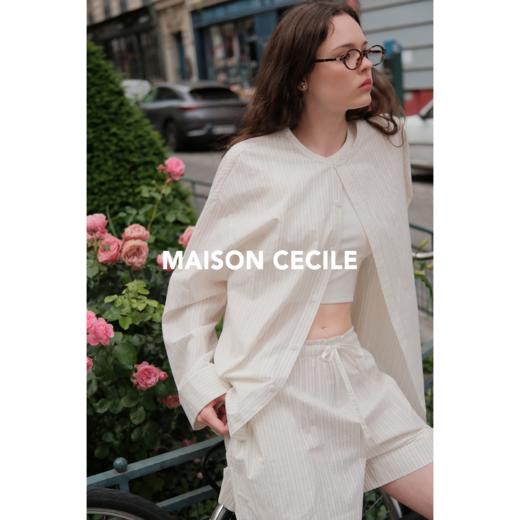 MAISON CECILE 松弛立体条纹肌理感圆领廓形衬衫/松紧腰短裤/长裤 商品图1