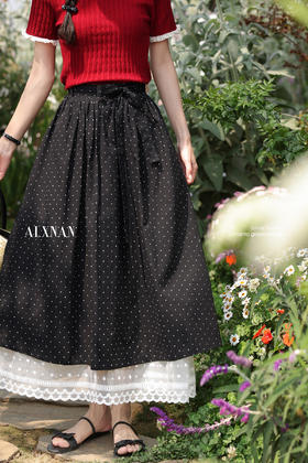 鹿向南「波点绮梦」法式高级感黑色半身裙女夏季新款高腰小众长裙L55276