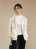 秋冬奶白缎面肌理 拼接毛绒盘扣羽绒服 宽松 V 领中式风休闲保暖短款外套 商品缩略图0