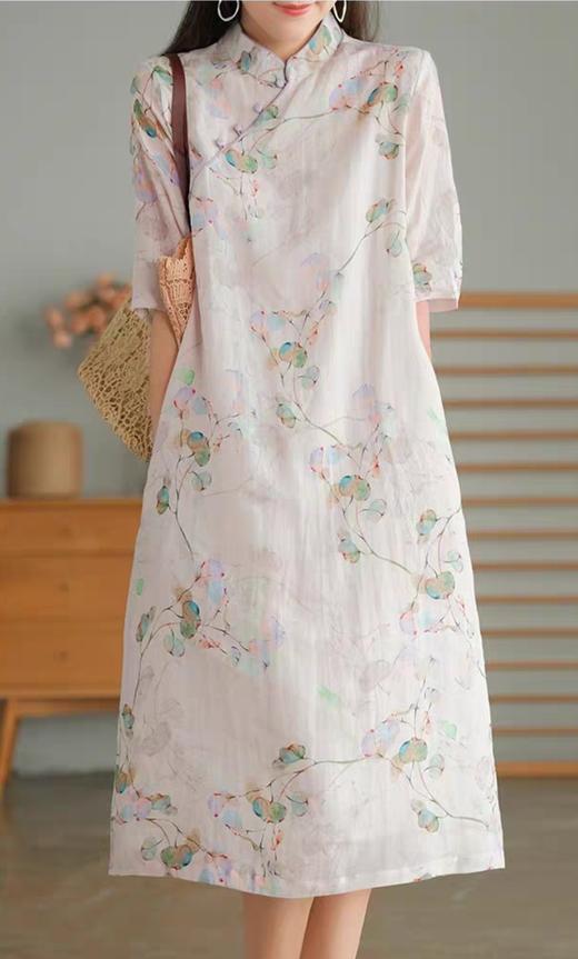 江南清雅素素原创水洗双棉文艺改良旗袍连衣裙 商品图2