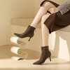 WESTORY2023年冬季新款尖头绒面经典百搭细高短靴显瘦时装靴女S23DS83511 商品缩略图4