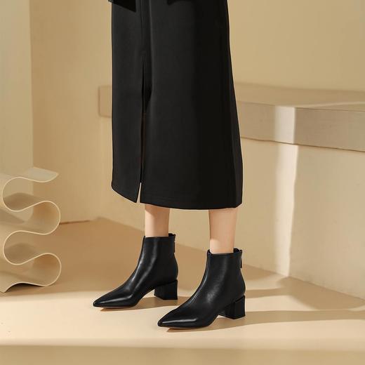 westory2023年秋季新品欧美优雅气质尖头靴中跟短靴女靴S23DS83521 商品图3
