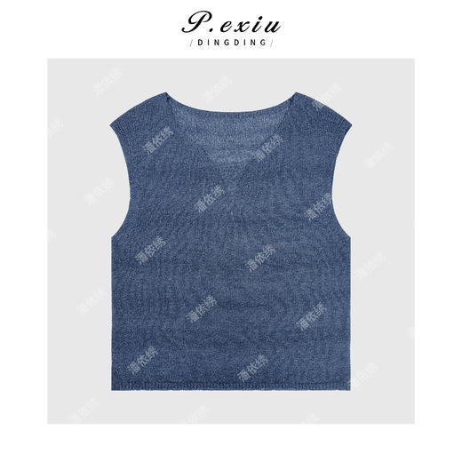 04-3潘依绣丁丁宠粉人丝和纸纱简约松弛薄款无袖针织背心 D409 商品图1