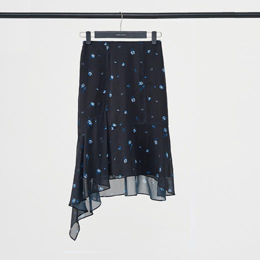 SPS半身裙中高腰鱼尾不对称印花雪纺半裙 商品图4