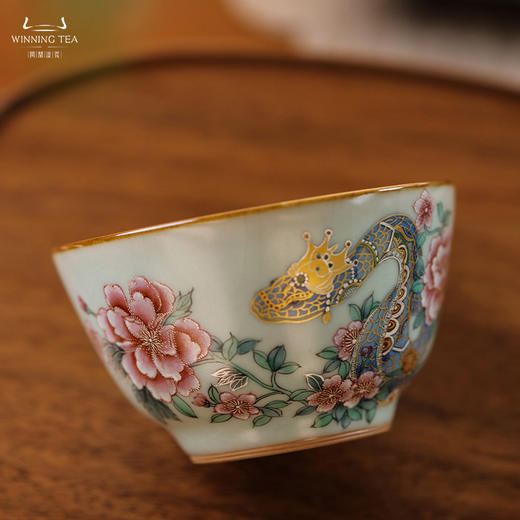 问鼎汝瓷鼎峰系列天青精工复刻款巍澜杯（一路生花） 商品图1