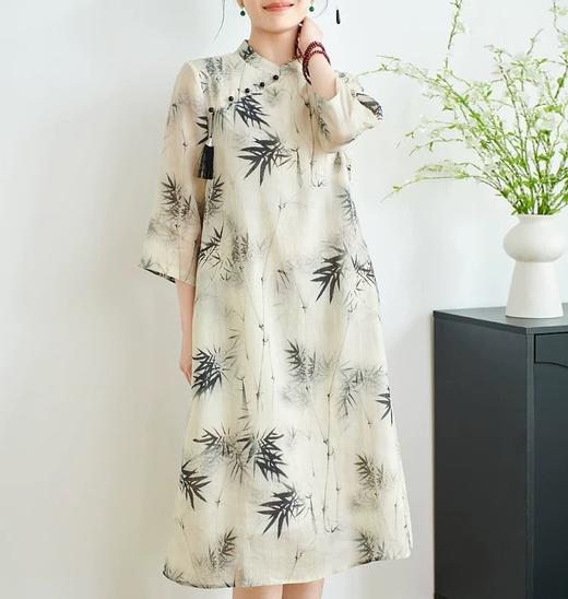 O家 蔷薇粉松弛感 超显白苎麻连衣裙 国风国韵苎麻裙 长袖短袖 商品图10