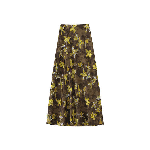 「高货wl」全新升级【铂金会员220/天猫299/差价79】(35211)洛诗琳新中式金鸢尾印花半身裙2025夏季新款缎面包臀裙 商品图4