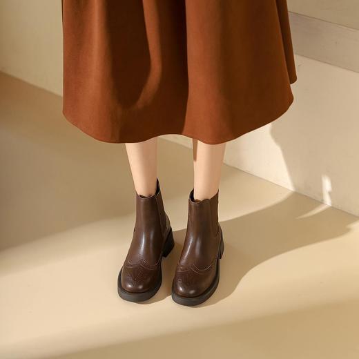WESTORY2023年冬季新款英伦风休闲靴酷帅百搭切尔西靴时装靴烟筒靴女S23DS83451 商品图4