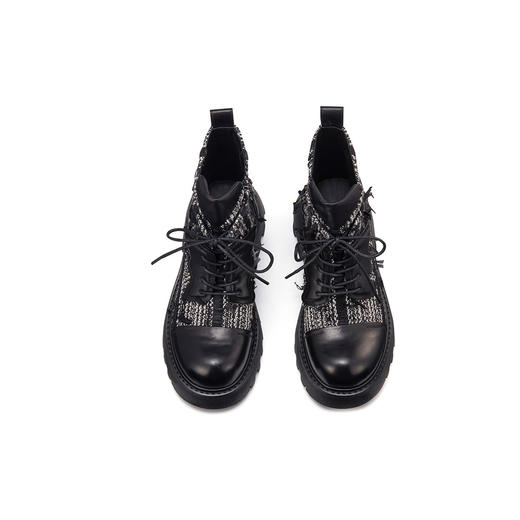 westory秋季新品酷炫牛仔拼接马丁靴增高显瘦短靴女W23DS83141 商品图2