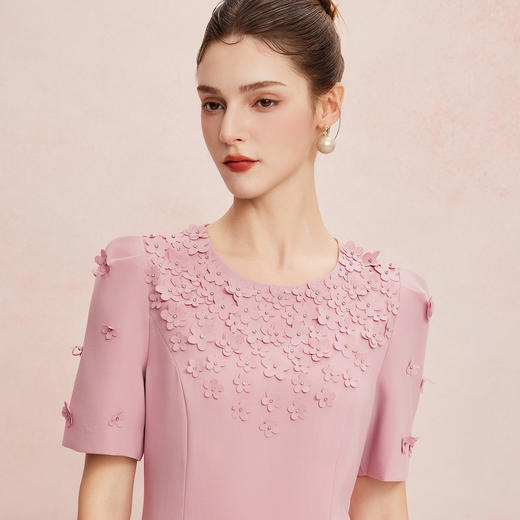 QF8E6斯尔丽2025夏季新款轻奢立体绣花法式浪漫收腰放摆轻礼服连衣裙 商品图4