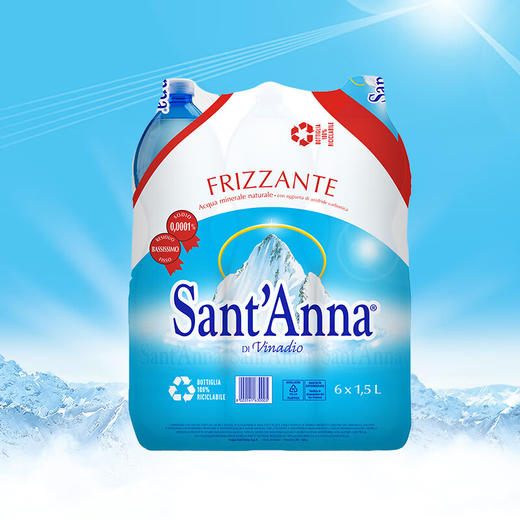 圣安娜（SantaposAnna）充气天然饮用水1.5L*6 整提装意大利原装进口高海拔泉水气泡水_ymt 商品图5