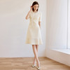 高端米白色小香风圆领连衣裙女夏新款短袖法式鱼尾裙通勤工作服 商品缩略图3