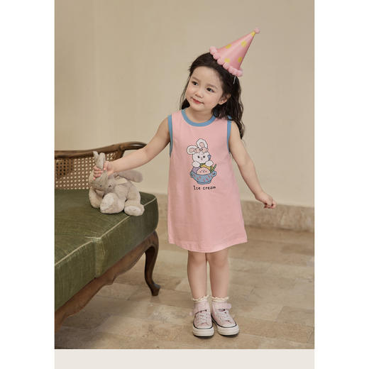 【童趣印花，可爱耐看！】宝宝t裙女长款背心裙 夏季婴儿凉感冰瓷棉连衣裙-QQ 商品图3