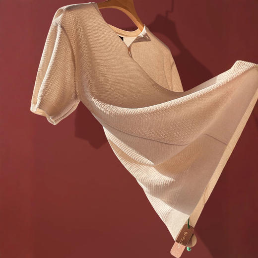 帅气有型！高奢意式老钱风！2025夏季莱赛尔亚麻镂空针织亨利领男短袖T恤！ 商品图4