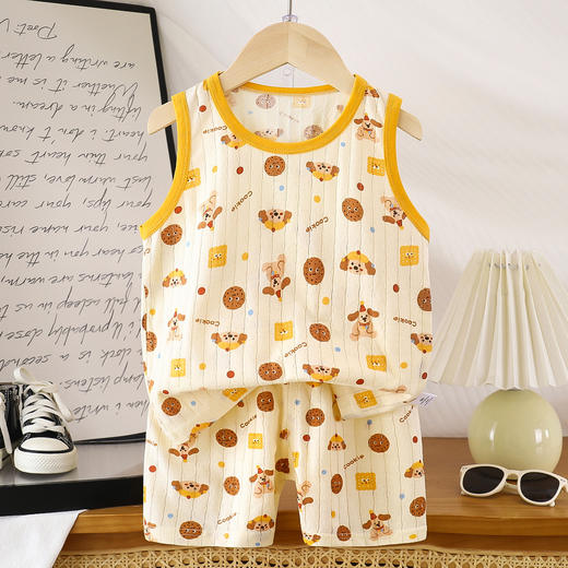 【儿童清爽，背心套装！】韩版儿童背心套装 新款男女童宝宝卡通薄款 无袖背心短裤套装-QQ 商品图7