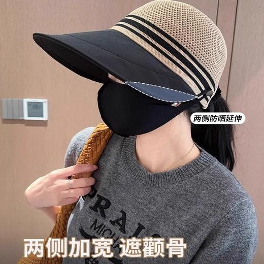 【可挂口罩！可扎马尾】大帽檐鸭舌渔夫帽防晒骑车防紫外线遮阳帽子透气大帽檐夏季镂空。ry 商品图3