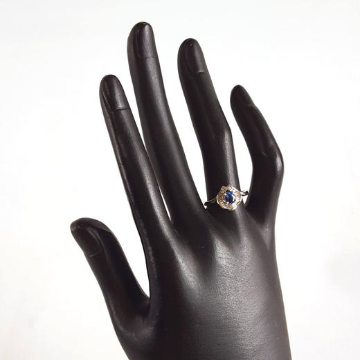 【天然正品】A货翡翠PT900铂金镶钻镶天然近50分矢车菊蓝宝石戒指13号（戒圈可改）女士现售价：2380！160525NJM52 商品图7