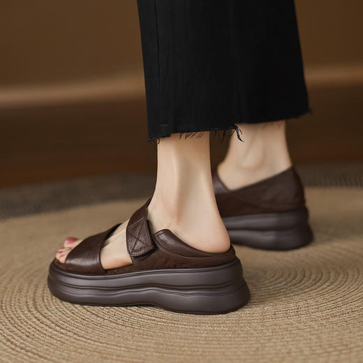 【预售5天】超软底头层牛皮凉鞋女款夏季外穿新款魔术贴休闲沙滩罗马女鞋MX&mx89880 商品图1