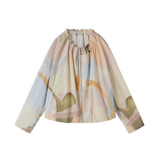 谜底短外套长袖女2025秋新品复古主题印花花苞廓形松弛253MW1039 商品图4