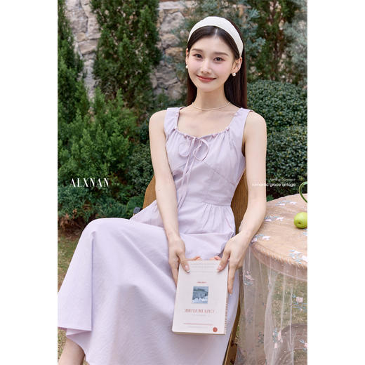 【65折秒杀】鹿向南「粉紫星河」法式无袖紫色连衣裙2025夏装新款时尚长裙女L53982 商品图2