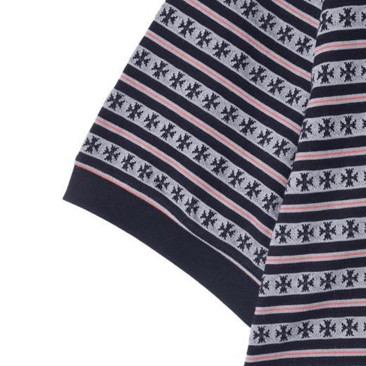 T3949夏季高级感新款男士十字暗纹提花半纽扣短袖T恤刺绣标设计上衣潮 商品图4