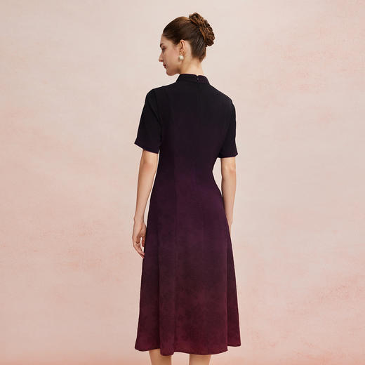 QF8E3斯尔丽25新款新中式改良旗袍金丝盘扣传统渐变晕染工艺写意连衣裙 商品图6