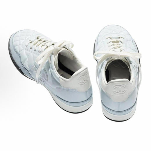 CHANE*香奶奶25S 小牛皮 圆头系带 德训鞋 薄底鞋 低帮 生活休闲鞋 女款 蓝色 商品图3