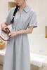 鹿向南「悠然气质」蓝色连衣裙女夏短袖衬衫裙收腰长裙子 商品缩略图5