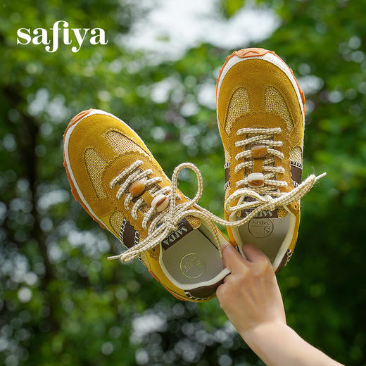 预售7天|Safiya/索菲娅2025时尚撞色编织休闲透气百搭复古薄底德训鞋SFD3112433 商品图7